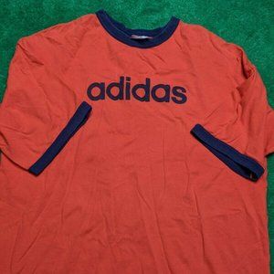 Adidas Vtg 90s Orange T-shirt Spellout XL.a30